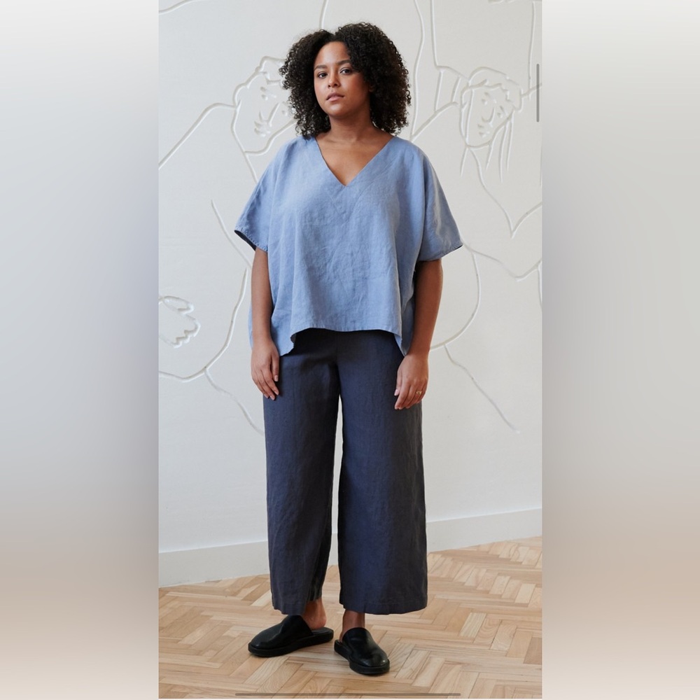 Linenfox Brie top pine green one size